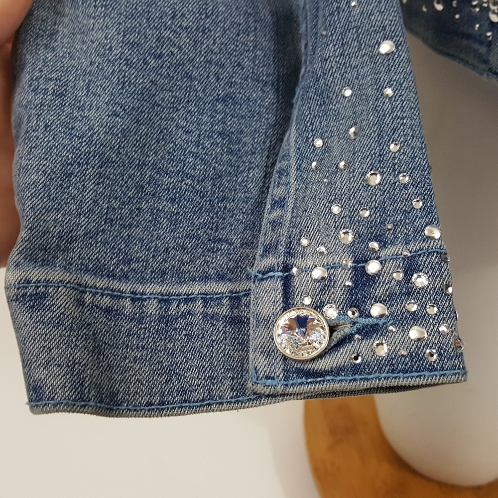 Christine Alexander Swavorski Denim Jean Jacket L - Picture 10 of 13